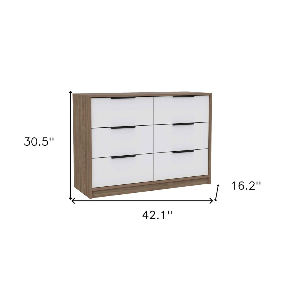 42" Brown And Black Wood Four Drawer Dresser