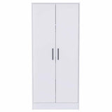 71" White Wood Two Door Single Drawer Combo Dresser