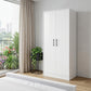 71" White Wood Two Door Single Drawer Combo Dresser