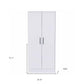 71" White Wood Two Door Single Drawer Combo Dresser