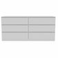 60" White Wood Six Drawer Double Dresser