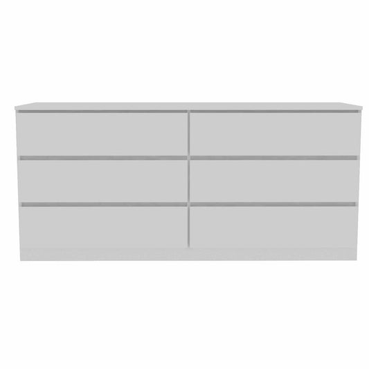 60" White Wood Six Drawer Double Dresser
