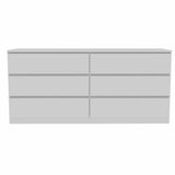 60" White Wood Six Drawer Double Dresser