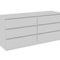 60" White Wood Six Drawer Double Dresser
