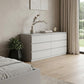 60" White Wood Six Drawer Double Dresser