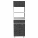 24" White and Gray Wood Flat Door Kitchen Cart With Storage