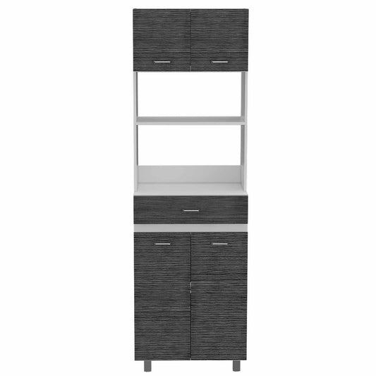 24" White and Gray Wood Flat Door Kitchen Cart With Storage