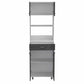 24" White and Gray Wood Flat Door Kitchen Cart With Storage