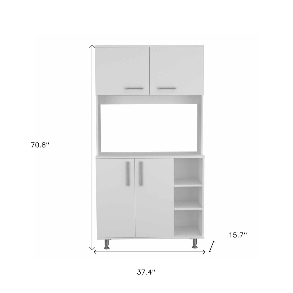 71" Modern White Pantry Cabinet with Five Shelves