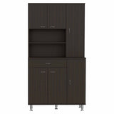 67" Black Wood Seven Door Pantry Or Storage Closet