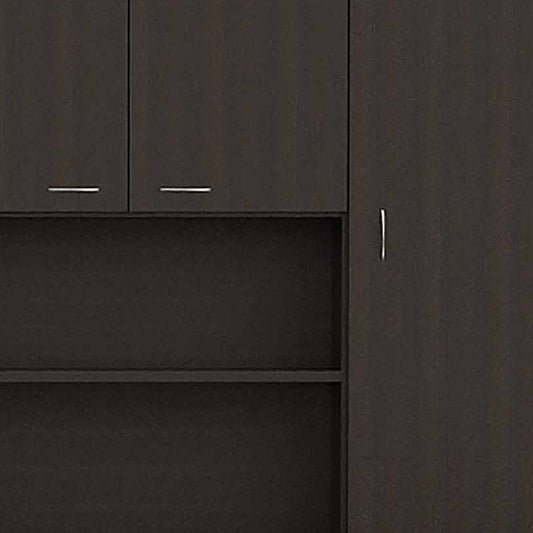 67" Black Wood Seven Door Pantry Or Storage Closet