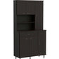 67" Black Wood Seven Door Pantry Or Storage Closet