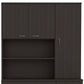 67" Black Wood Seven Door Pantry Or Storage Closet