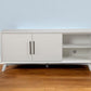64" White Pine Solid Wood Open Shelving TV Stand