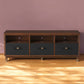 61" Brown and Black Solid Wood Open Shelving TV Stand