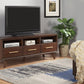 64" Brown Mahogany Solid Wood Open Shelving TV Stand