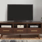 64" Brown Mahogany Solid Wood Open Shelving TV Stand