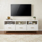 64" White Mahogany Solid Wood Open Shelving TV Stand