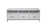 64" White Mahogany Solid Wood Open Shelving TV Stand