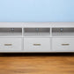 64" White Mahogany Solid Wood Open Shelving TV Stand