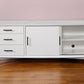 64" White Mahogany Solid Wood Enclosed and Open Storage TV Stand