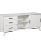 64" White Mahogany Solid Wood Enclosed and Open Storage TV Stand