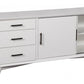 64" White Mahogany Solid Wood Enclosed and Open Storage TV Stand