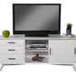 64" White Mahogany Solid Wood Enclosed and Open Storage TV Stand