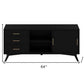 64" Black Mahogany Solid Wood Enclosed and Open Storage TV Stand