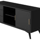 64" Black Mahogany Solid Wood Enclosed and Open Storage TV Stand