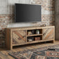 63" Wood Brown Reclaimed Pine And Plywood Open Shelving TV Stand