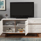 65" White Mahogany Solids And Veneer Cabinet Enclosed Storage TV Stand