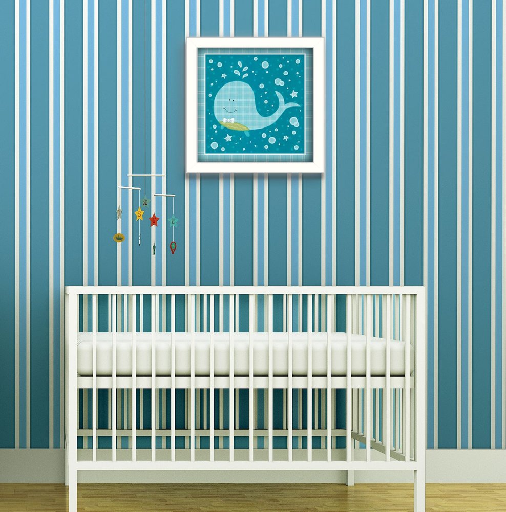 Beetle and Bob Baby Whale White Framed Print Wall Art