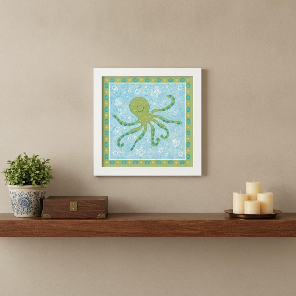 Beetle and Bob Baby Squid White Framed Print Wall Art