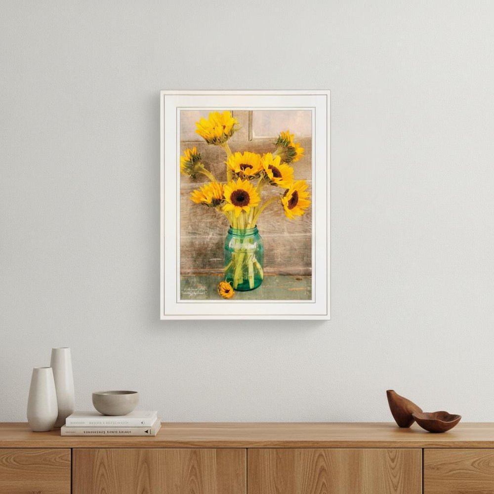 Country Sunflowers I 1 White Framed Print Wall Art