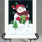 Plaid Stocking Hat Snowman White Framed Print Wall Art