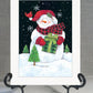 Plaid Stocking Hat Snowman White Framed Print Wall Art
