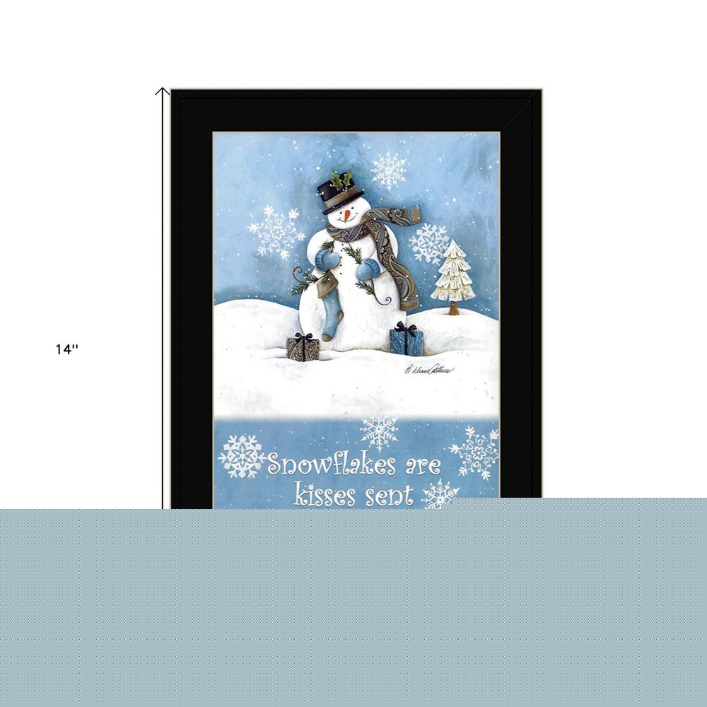Trendy Snowman Black Framed Print Wall Art