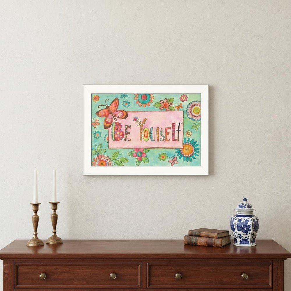 Be Yourself 2 White Framed Print Wall Art