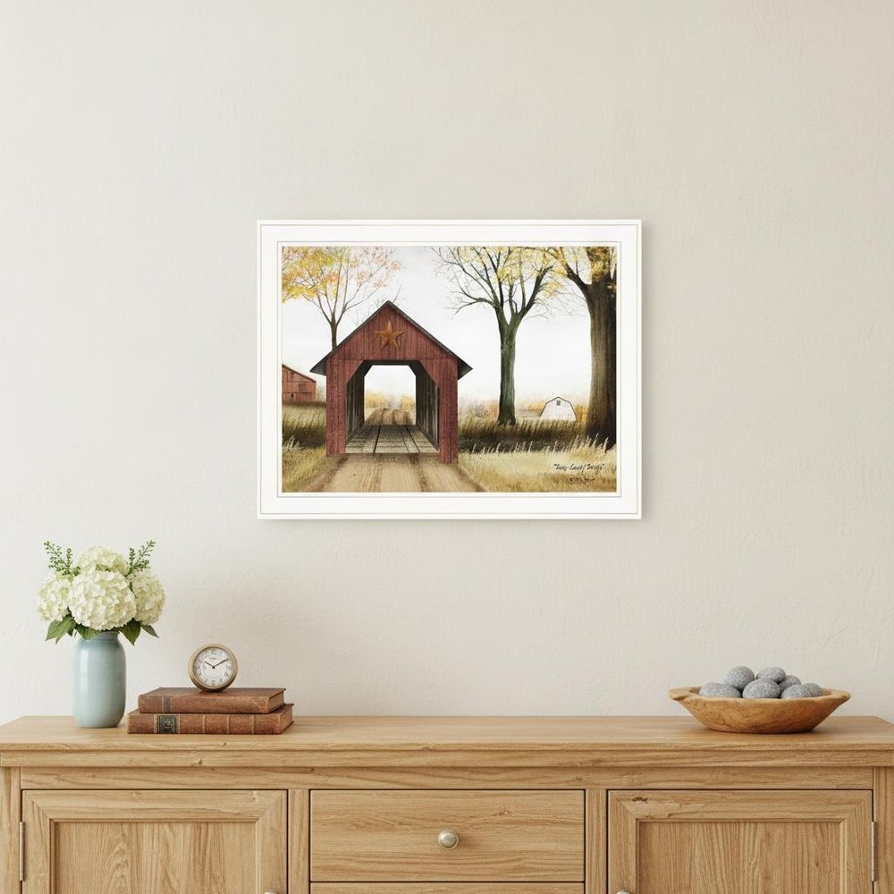 Buck County Bridge 1 White Framed Print Wall Art