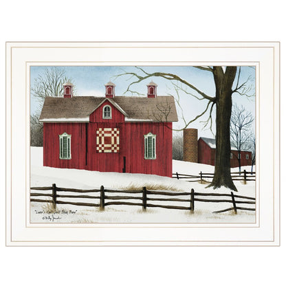 Lovers Knot Quilt Block Barn 1 White Framed Print Wall Art