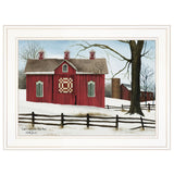 Lovers Knot Quilt Block Barn 1 White Framed Print Wall Art