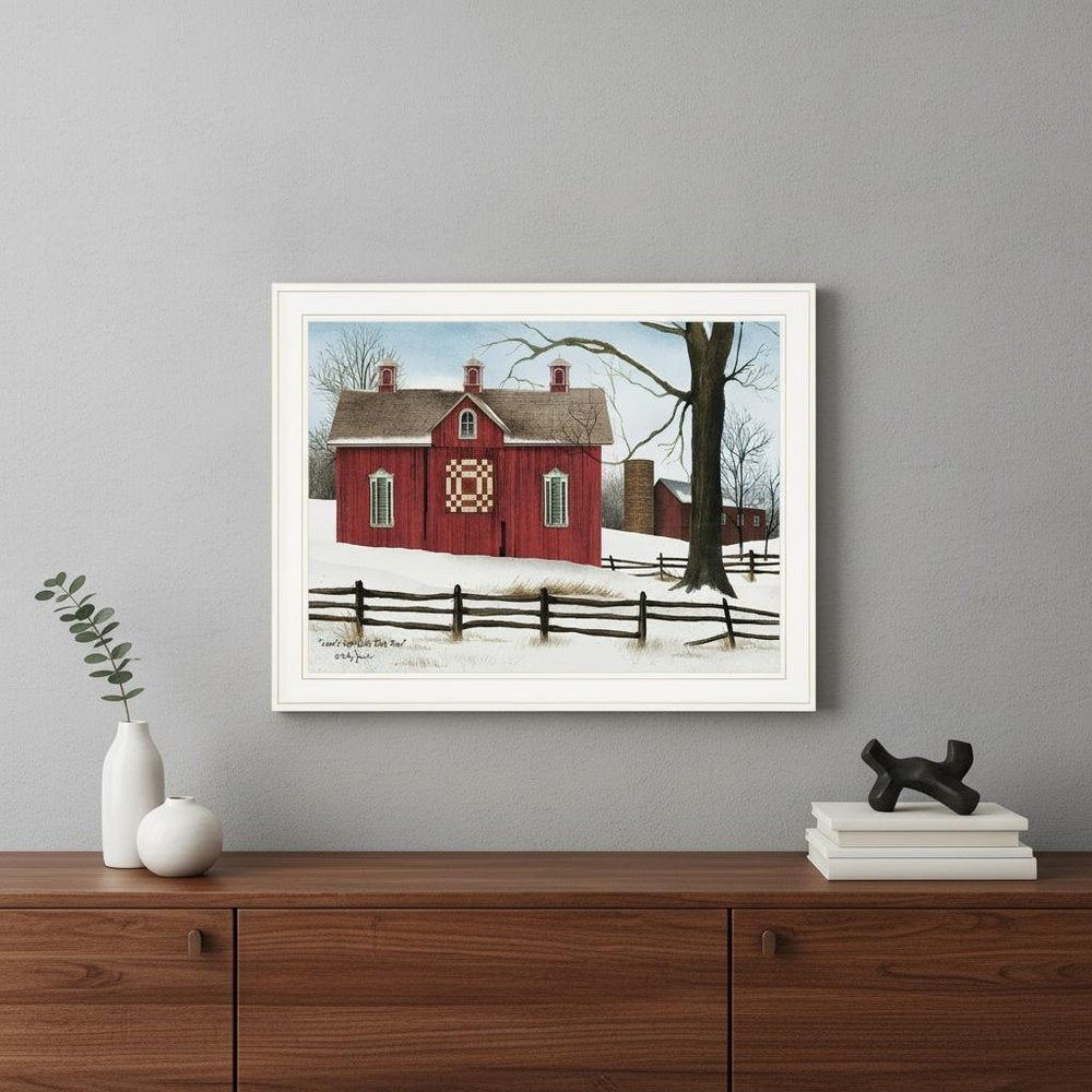 Lovers Knot Quilt Block Barn 3 White Framed Print Wall Art
