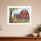Autumn Leaf Quilt Block Barn 1 White Framed Print Wall Art