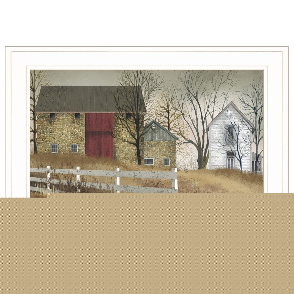 The Old Stone Barn 1 White Framed Print Wall Art