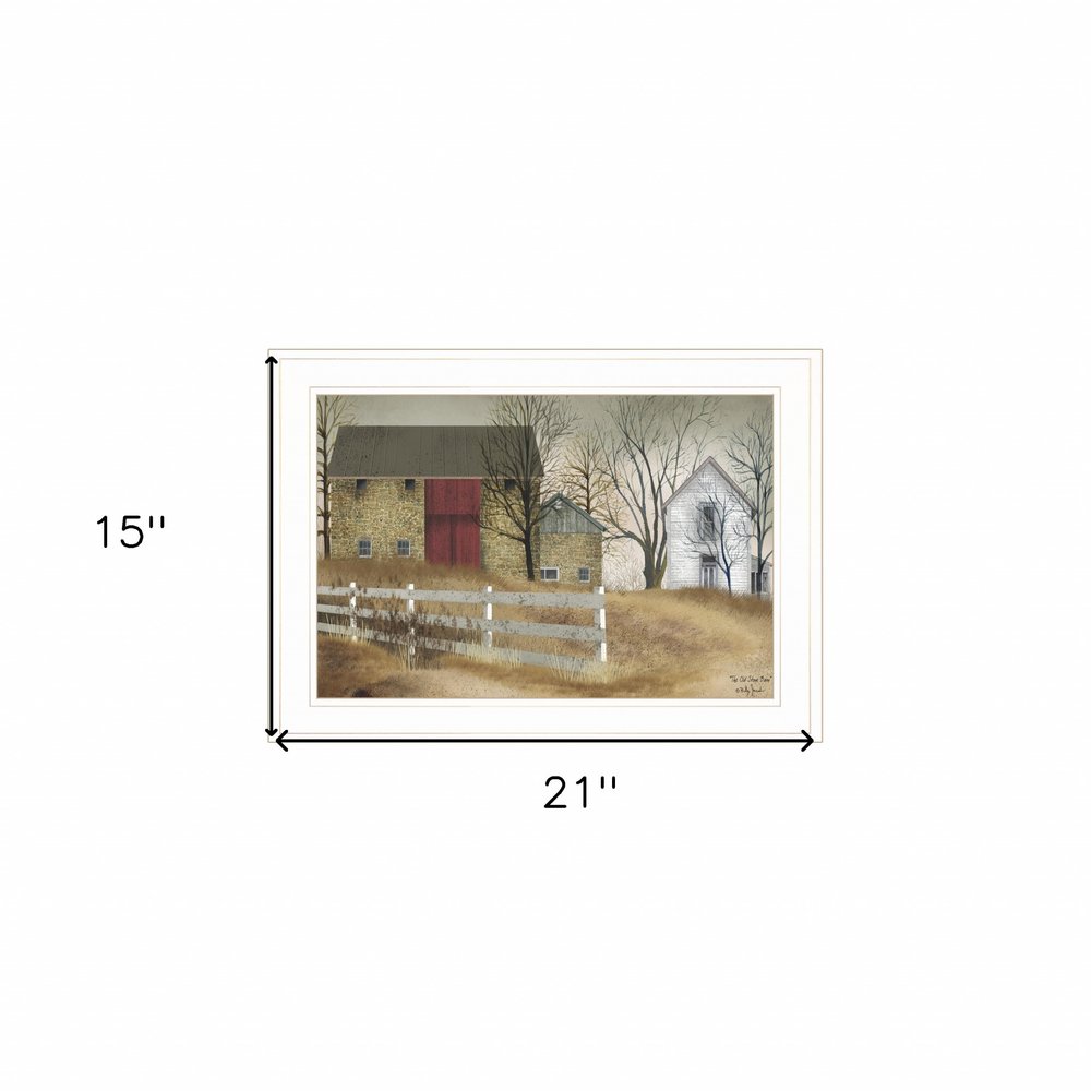 The Old Stone Barn 1 White Framed Print Wall Art