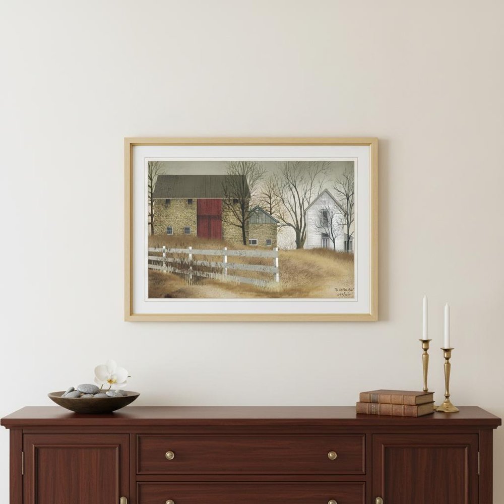 The Old Stone Barn 1 White Framed Print Wall Art