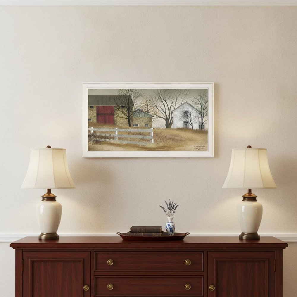 The Old Stone Barn 3 White Framed Print Wall Art
