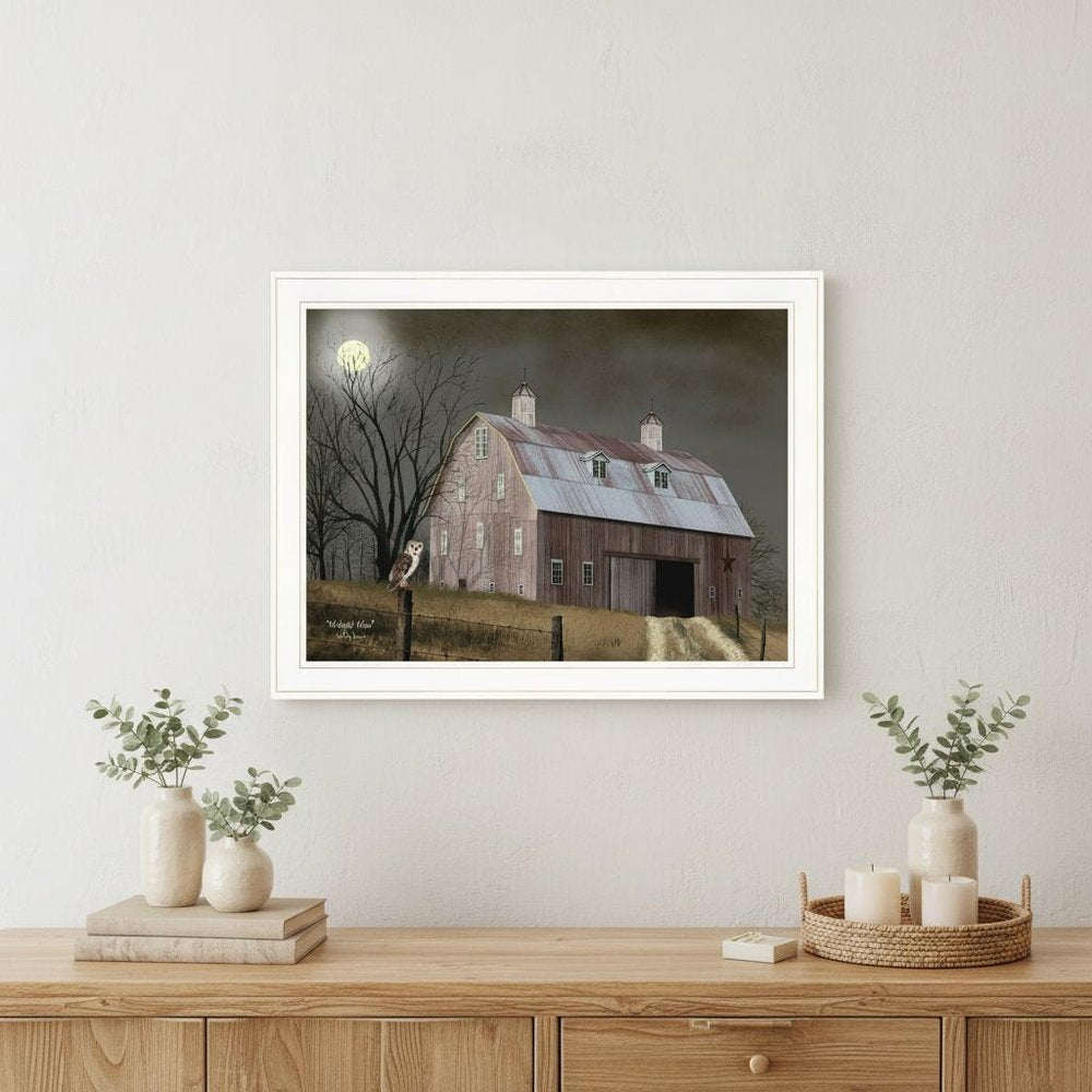 Midnight Moon 5 White Framed Print Wall Art