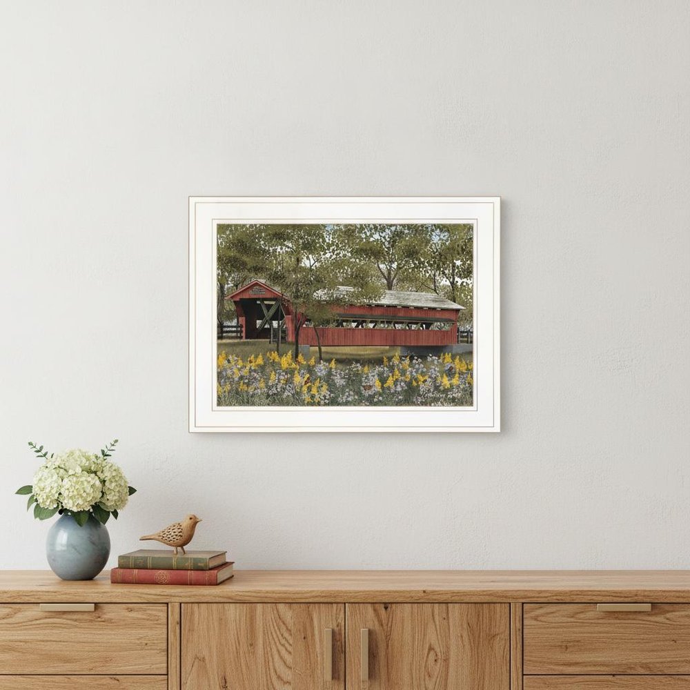 Pottersburg Bridge 1 White Framed Print Wall Art